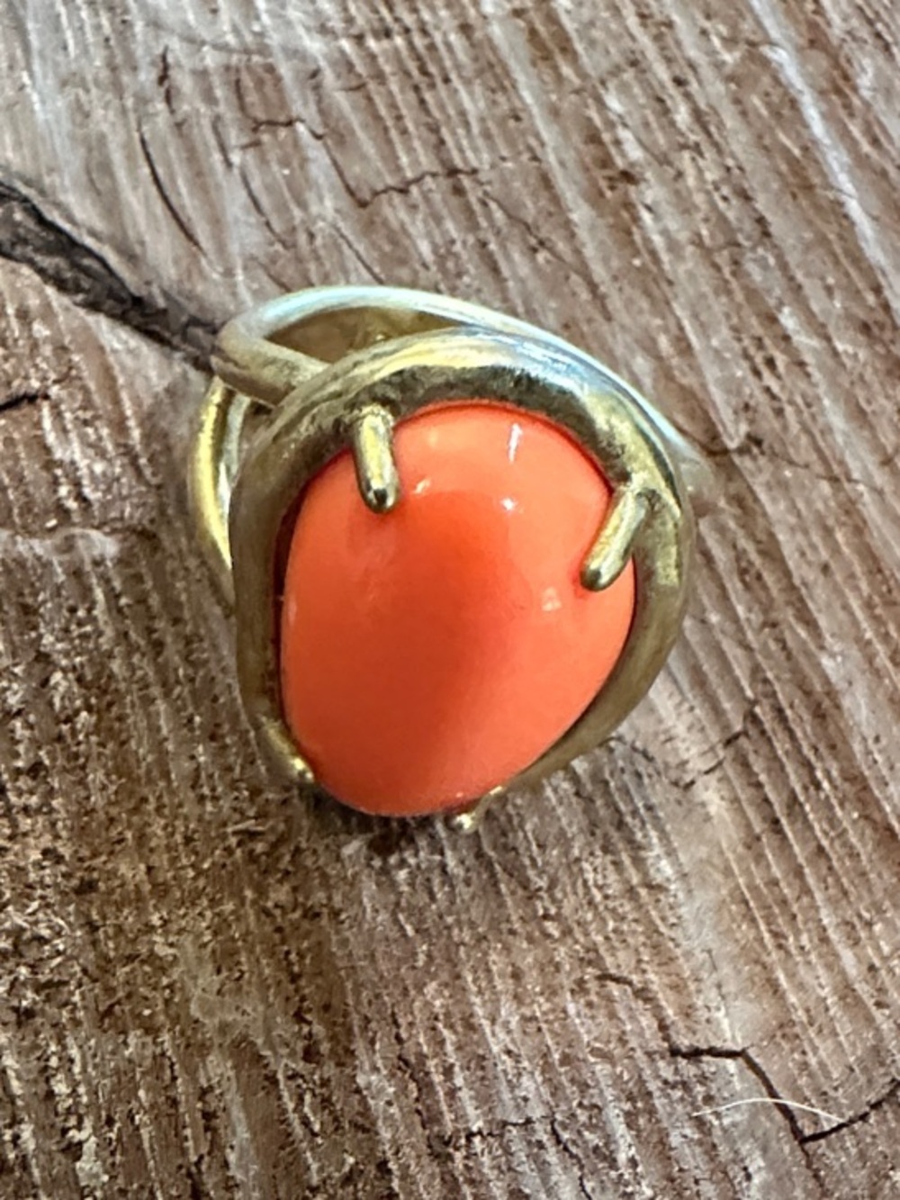 Lia Sophia Gold-Tone Ring with Bright Orange Teardrop Stone